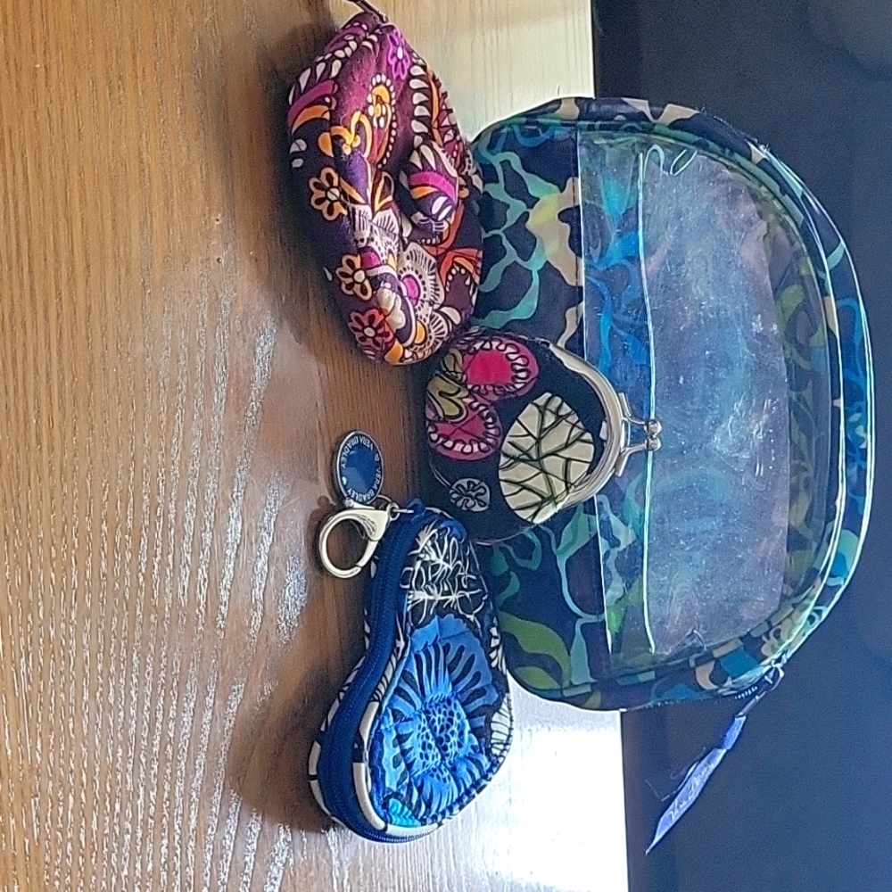 Vera Bradley- Assortment of coin purses and clear bag